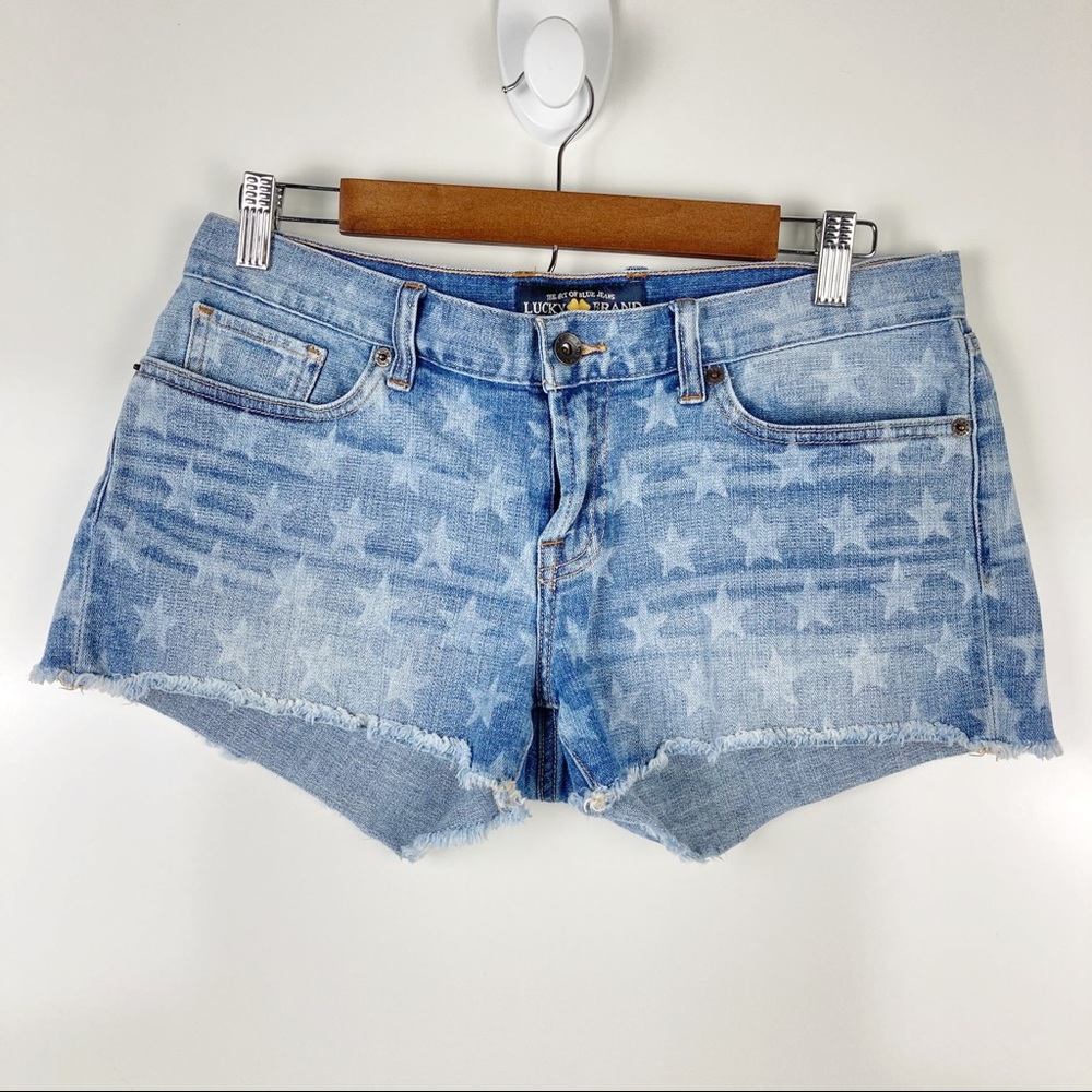 Lucky Brand Star Print Riley Cutoff Shorts Sz 6